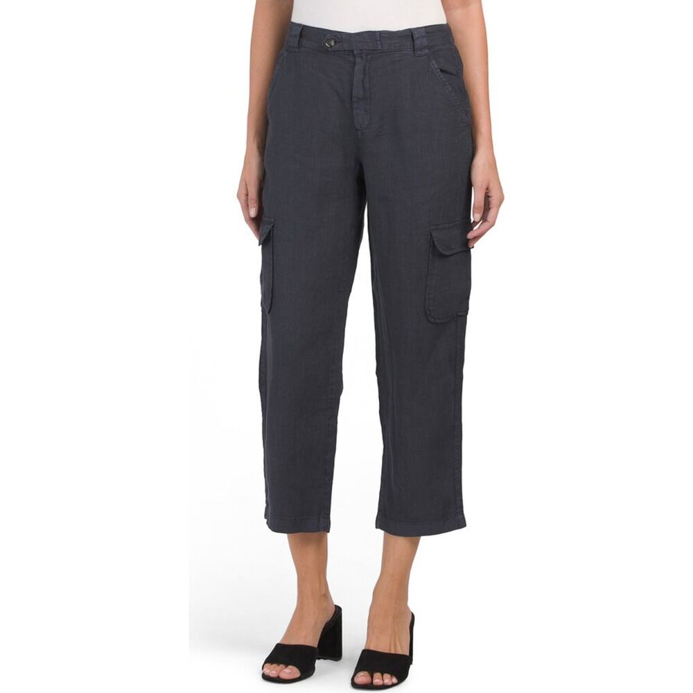 Rachel Roy XL Pants Linen Crop Tapered Leg Cargo Pocket Boho Grunge Lightweight